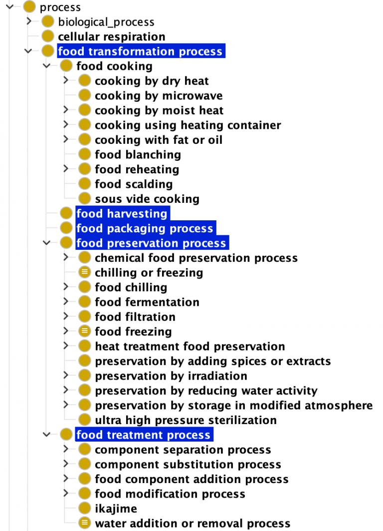 Food transformation process FoodOn